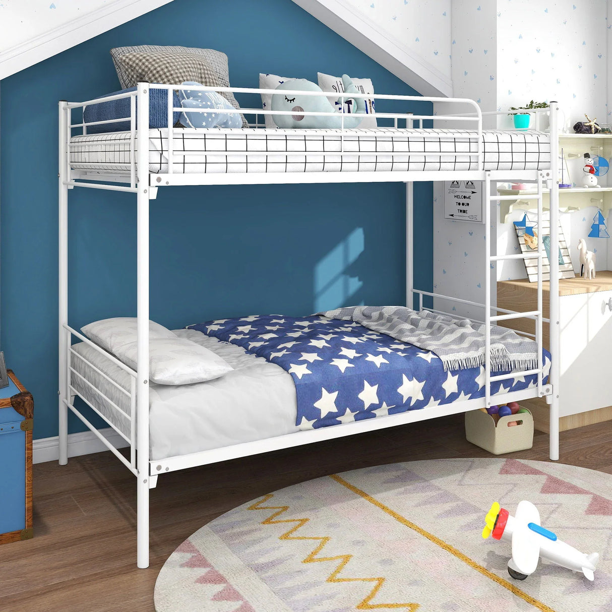 Space Saving Bunk Bed With Metal Frame And Ladder - Furniture Home Direct