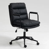 Office Chair, Mid Back Home Office Desk Task Chair With Wheels And Arms Ergonomic PU Leather Computer Rolling Swivel Chair With Padded Armrest - Furniture Home Direct