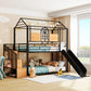 Metal Bunk Bed, Metal Housebed With Slide And Storage Stair - Furniture Home Direct