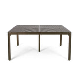 Outdoor Modern Aluminum Dining Table With Woven Accents