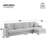Modern Oversized Sectional Sofa, L-Shaped Luxury Couch Set With 2 Free Pillows, 5 Seat Chenille Indoor Furniture With Chaise For Living Room - Furniture Home Direct