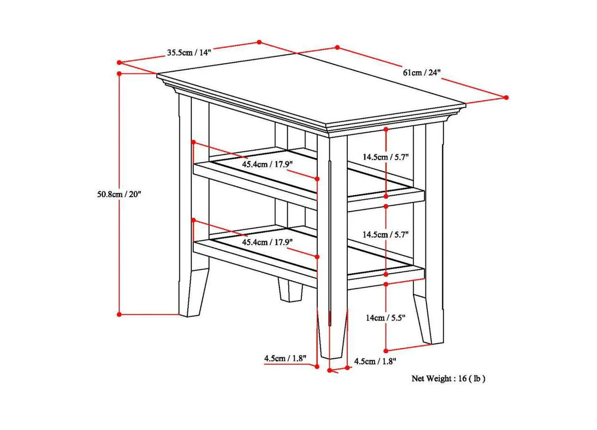 Acadian - Narrow Side Table, Handcrafted - Furniture Home Direct