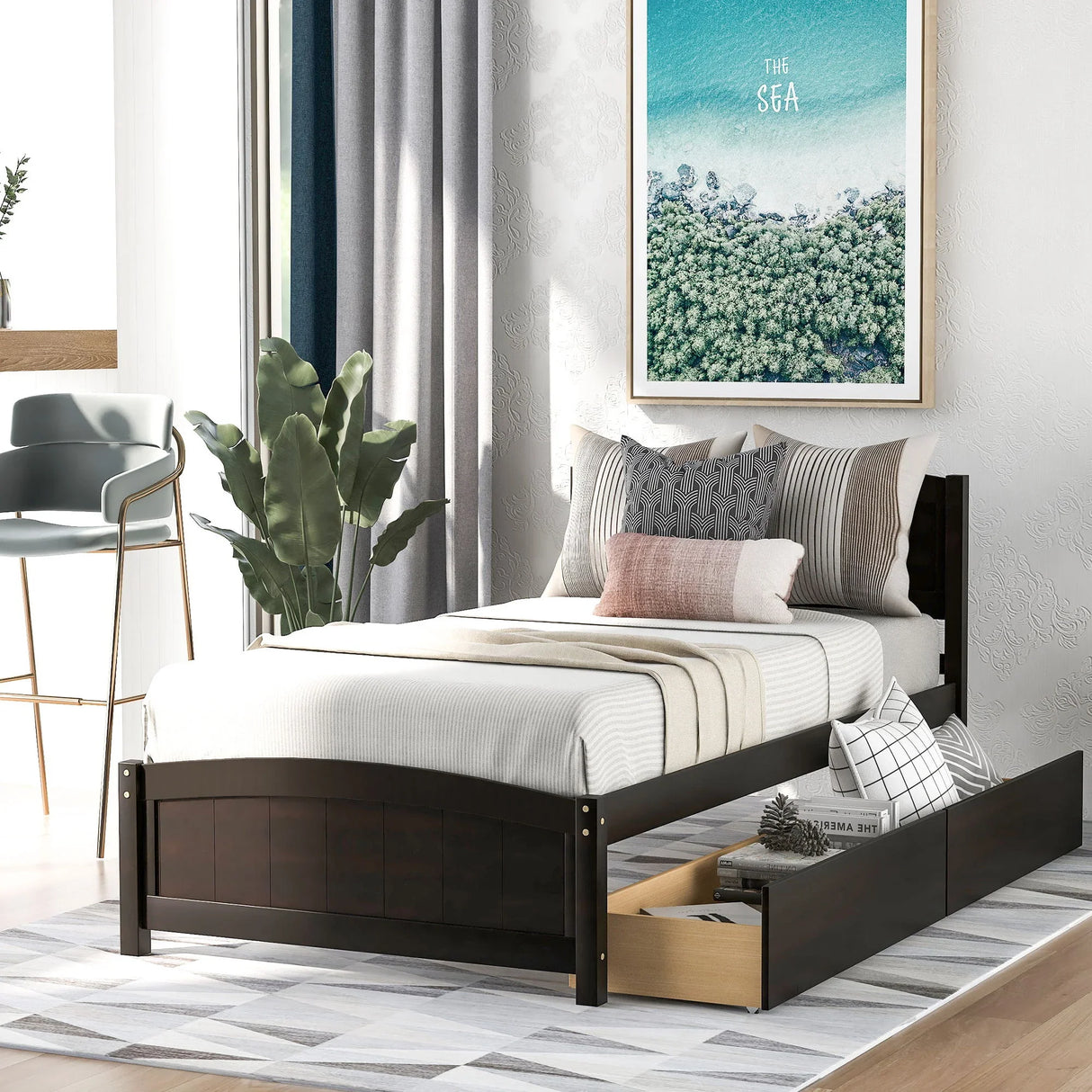 Platform Bed & Headboard, Footboard And Wood Slat Support - Furniture Home Direct