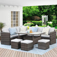 7-Piece Rattan Outdoor Sectional Set With Grey cushions - Furniture Home Direct