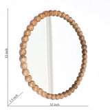 Decorative Round Hanging Wall Mirror With Bead Design Frame - Natural - Furniture Home Direct