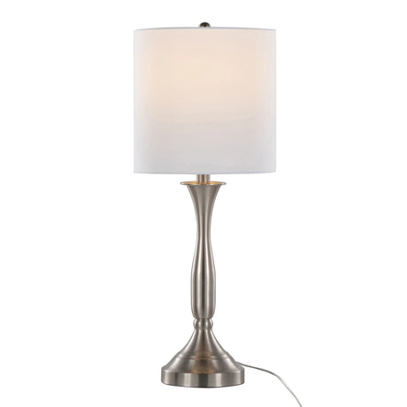 Sawyer - Contemporary Table Lamp (Set of 2) Built In USB Port - Nickel / White - Furniture Home Direct