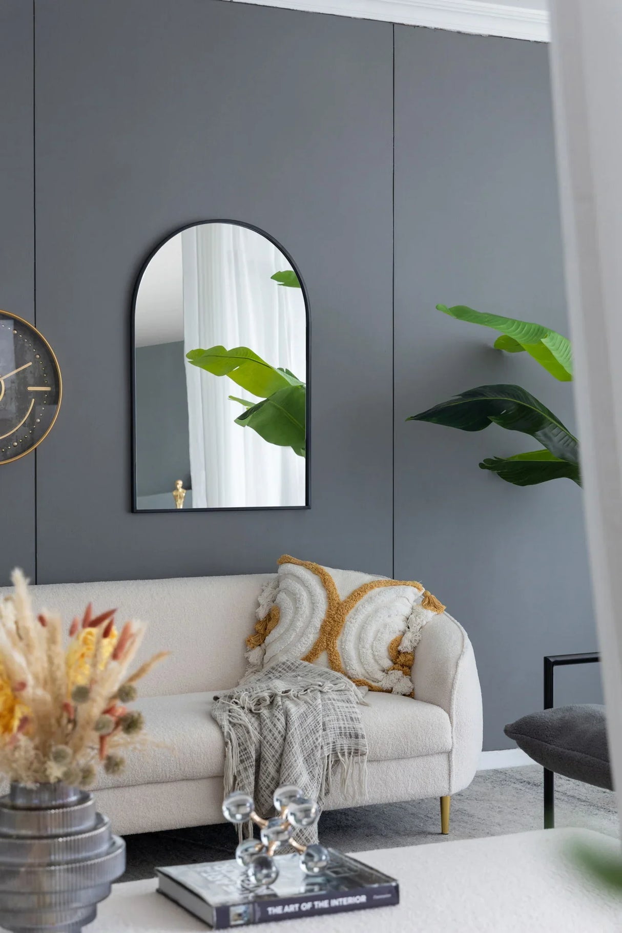 Arched Mirror With Metal Frame, Wall Mirror For Living Room Bedroom Entryway - Furniture Home Direct