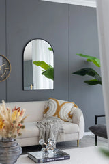 Arched Mirror With Metal Frame, Wall Mirror For Living Room Bedroom Entryway - Furniture Home Direct