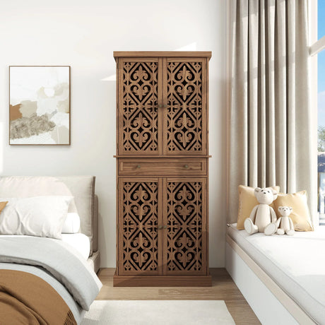 4 Door Cabinet With 1 Drawer, With 4 Adjustable Inner Shelves, Storage Cabinet - Furniture Home Direct