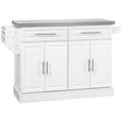Homcom - Rolling Kitchen Island With Storage, Portable Kitchen Cart With Stainless Steel Top, 2 Drawers, Spice, Knife And Towel Rack And Cabinets - Furniture Home Direct