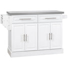 Homcom - Rolling Kitchen Island With Storage, Portable Kitchen Cart With Stainless Steel Top, 2 Drawers, Spice, Knife And Towel Rack And Cabinets - Furniture Home Direct