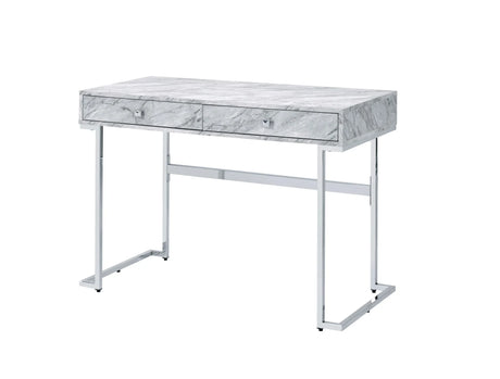 Tigress - Printed Faux Marble Top Writing Desk - White - Furniture Home Direct