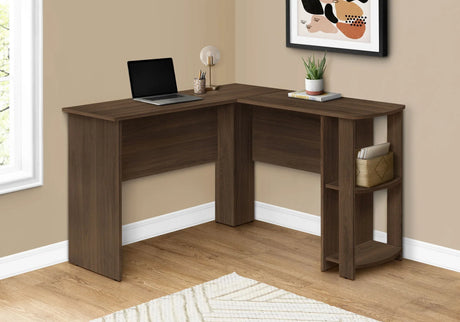 Computer Desk, Home Office, Corner, Storage Shelves, L Shape, Laptop, Contemporary & Modern - Walnut - Furniture Home Direct