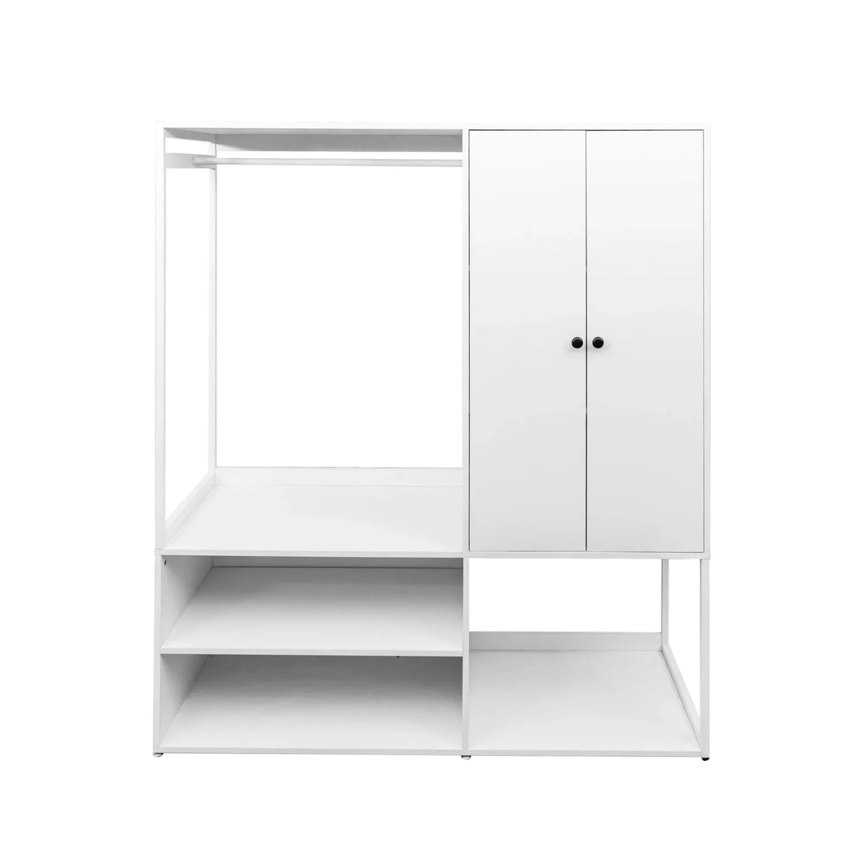 Wardrobe Closet System With Shelves And Hanging Rod White - Furniture Home Direct