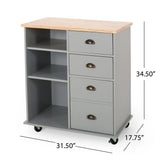 Yohaan - Contemporary Kitchen Cart With Wheels