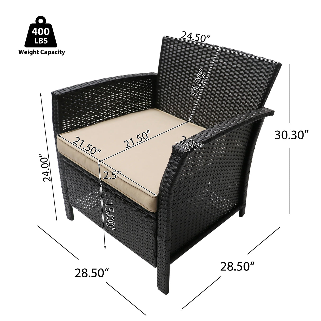 4 PC Outdoor Patio Set - Beige - Furniture Home Direct