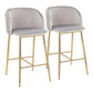 Fran - Pleated Waves Contemporary / Glam Fixed Height Counter Stool (Set of 2) - Furniture Home Direct