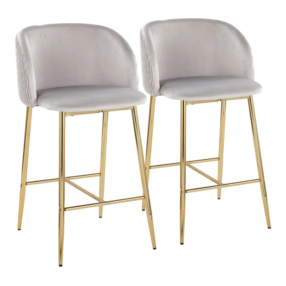 Fran - Pleated Waves Contemporary / Glam Fixed Height Counter Stool (Set of 2) - Furniture Home Direct