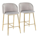 Fran - Pleated Waves Contemporary / Glam Fixed Height Counter Stool (Set of 2) - Furniture Home Direct