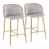 Fran - Pleated Waves Contemporary / Glam Fixed Height Counter Stool (Set of 2) - Furniture Home Direct