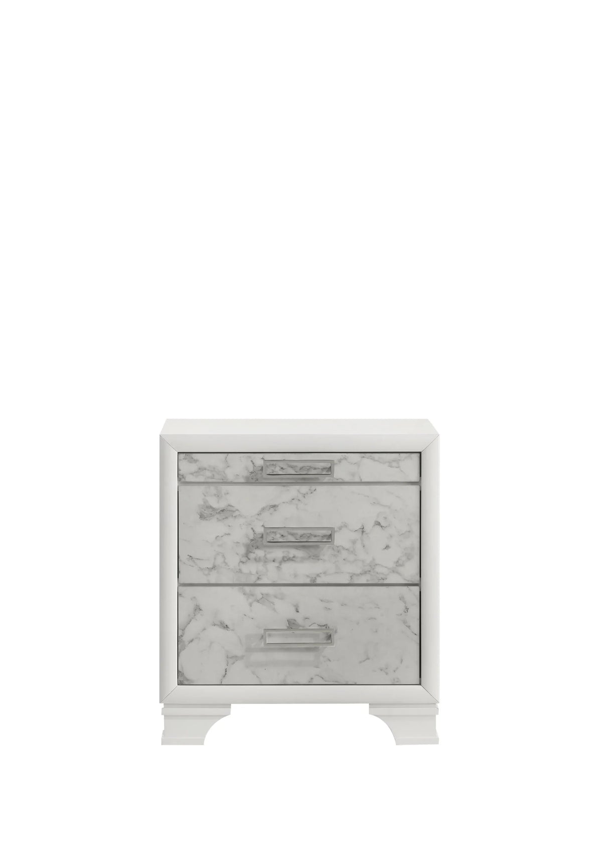 Queen Bed With Storage Drawers Modern Marble Finish White - Furniture Home Direct