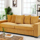 Luxe Corduroy Sofa With 5 Matching Toss Pillows, Sleek Design, Spacious And Comfortable 3 Seater Couch - Furniture Home Direct