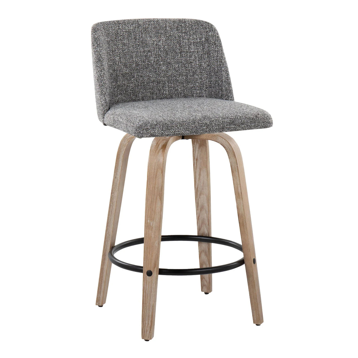 Toriano - Contemporary Fixed-Height Counter Stool & Swivel With Round Footrest (Set of 2) - Furniture Home Direct