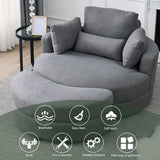 Linen Barrel Swivel Chair With Storage Ottoman - Furniture Home Direct