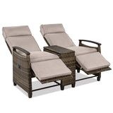 Outdoor Reclining Chaises With Built-in Storage Table - Furniture Home Direct