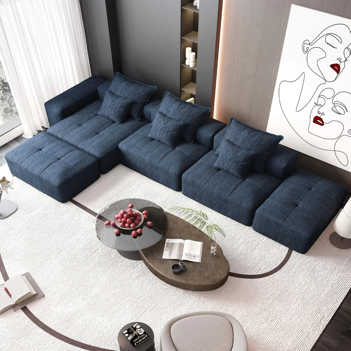 Modern Oversized Diy Combination Modular Sectional Sofa With Pillows - Furniture Home Direct