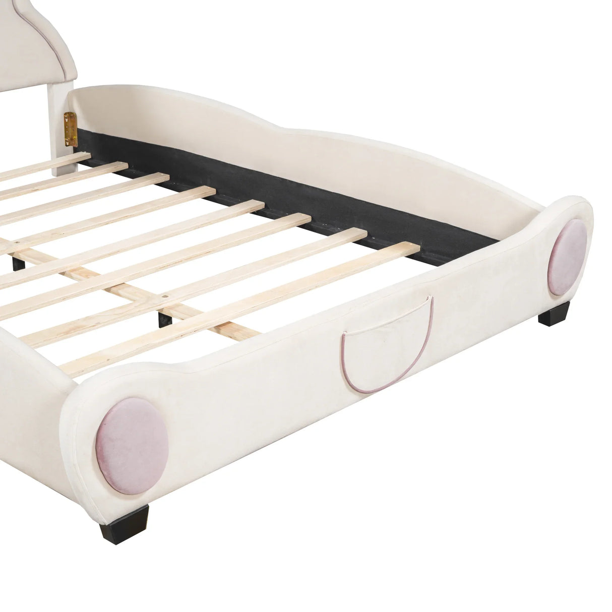Kids Bed Bear Headboard with BuiltIn Storage Beige - Furniture Home Direct