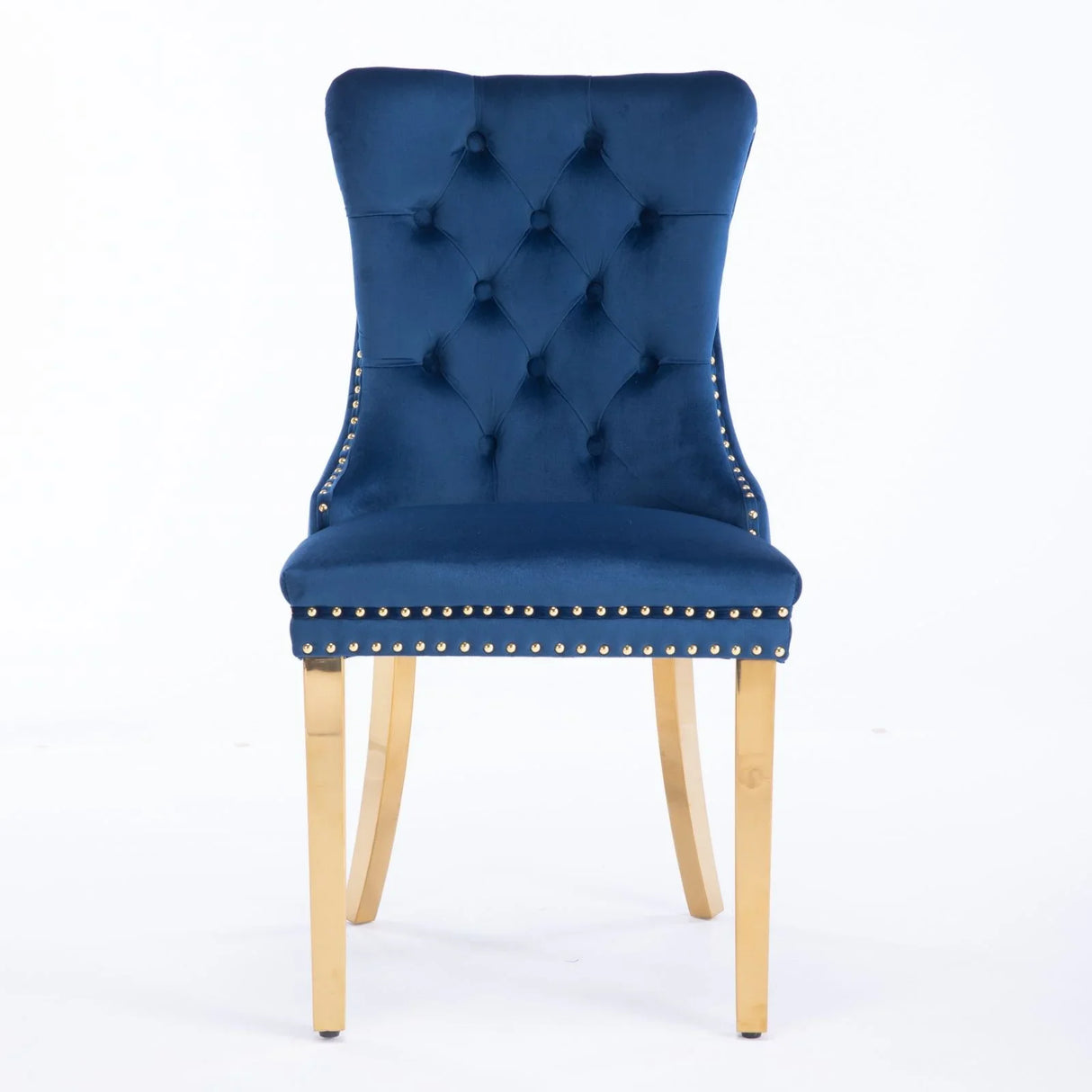 Nikki - Modern, High-End Tufted Solid Wood Contemporary Velvet Upholstered Dining Chair With Golden Stainless Steel Plating Legs, Nailhead Trim (Set of 2) - Furniture Home Direct