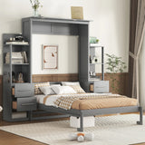 Murphy Wall Bed With Shelves, Drawers And LED Lights - Furniture Home Direct