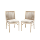 Cordoba - Dining Chair (Set of 2) With Acacia Wood Frame And Water Repellent Fabric - Beige / Yellow