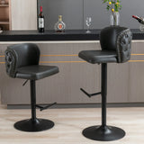 Counter Height Bar Stools Tufted Upholstered Dark Gray - Furniture Home Direct