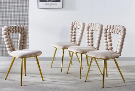 Modern Chair With Iron Tube Legs, Soft Cushions And Comfortable Backrest, Suitable For Dining Room, Living Room, Cafe, Hairball Back - Furniture Home Direct