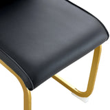 Dining Chair Set With Gold Frame PU Upholstery Black - Furniture Home Direct
