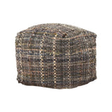 Koki - Handcrafted Fabric Pouf Recycled Denim And Paper Chindi - Khaki - Furniture Home Direct