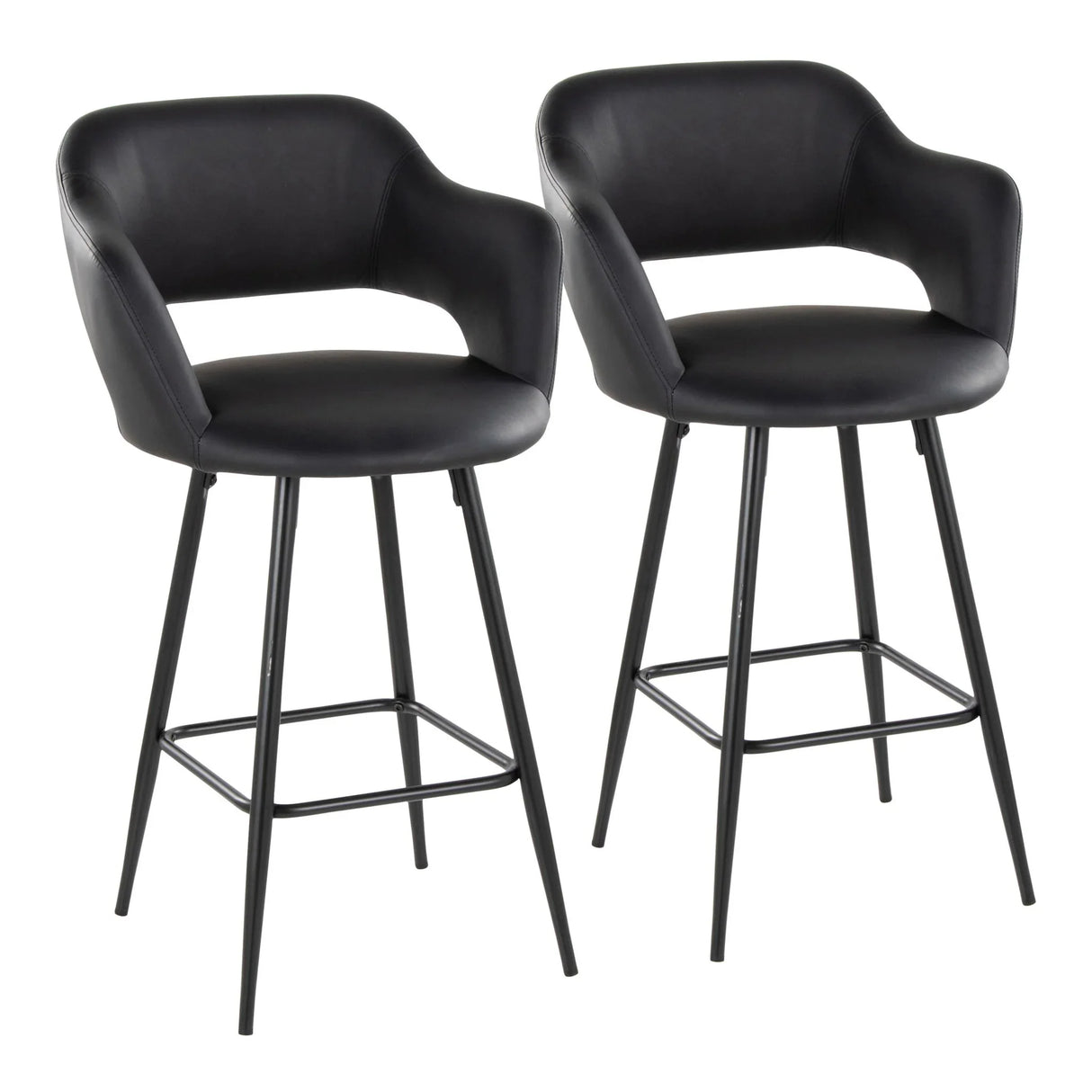 Margarite - Contemporary Fixed Height Counter Stool With Square Footrest (Set of 2) - Furniture Home Direct