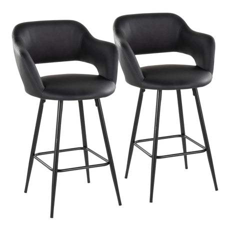 Margarite - Contemporary Fixed Height Counter Stool With Square Footrest (Set of 2) - Furniture Home Direct