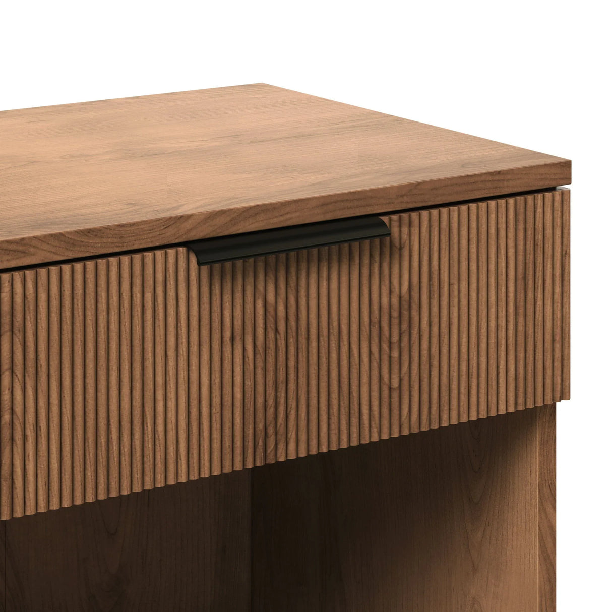 Modern Fluted Drawer Nightstand With Open Cubby Coastal - Furniture Home Direct