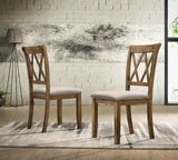 Dining Set Round Solid Wood Table Crossback Chairs Brown - Furniture Home Direct