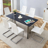 Dining Set Marble Pattern Table With White Chairs White - Furniture Home Direct