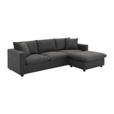 Modern Sectional Sofa, L-Shaped Couch Set With 2 Free Pillows, 4-Seat Polyester Fabric Couch Set With Convertible Ottoman For Living Room, Apartment, Office - Furniture Home Direct