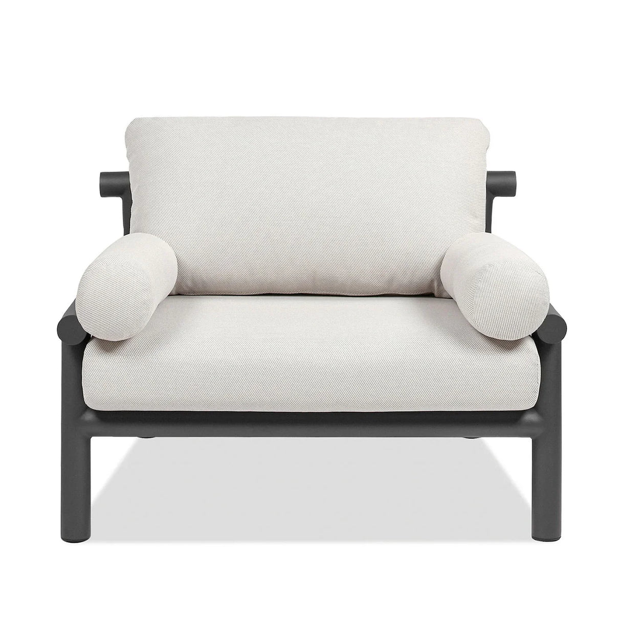 Zara - Dowel Frame Bolster Patio Deep Seating Armchair, Axroma Olefin - Wheat Beige - Furniture Home Direct