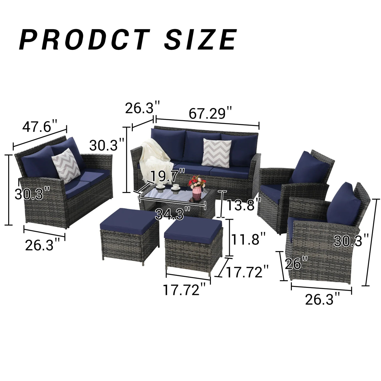 7 PC Rattan Outdoor Set - Furniture Home Direct