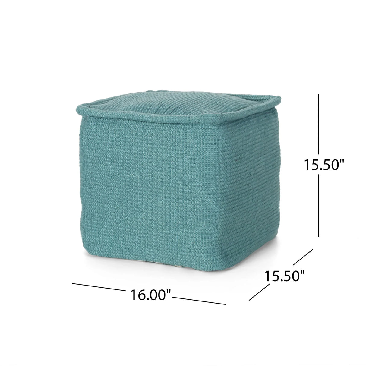 Hansolo - Yarn Square Pouf Ottoman Or Floor Cushion - Teal - Furniture Home Direct