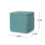Hansolo - Yarn Square Pouf Ottoman Or Floor Cushion - Teal - Furniture Home Direct