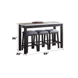 Necalli - Marble Top Weathered 4 Piece Pack Counter Height Table Set - Espresso - Furniture Home Direct