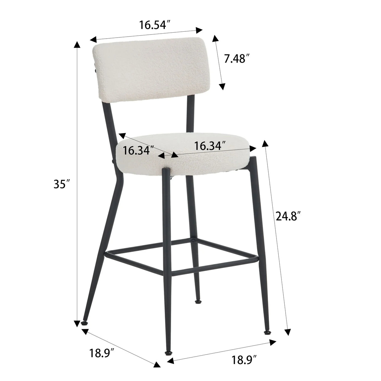 Modern Teddy Fabric Upholstered Bar Stools - Black Legs - Furniture Home Direct